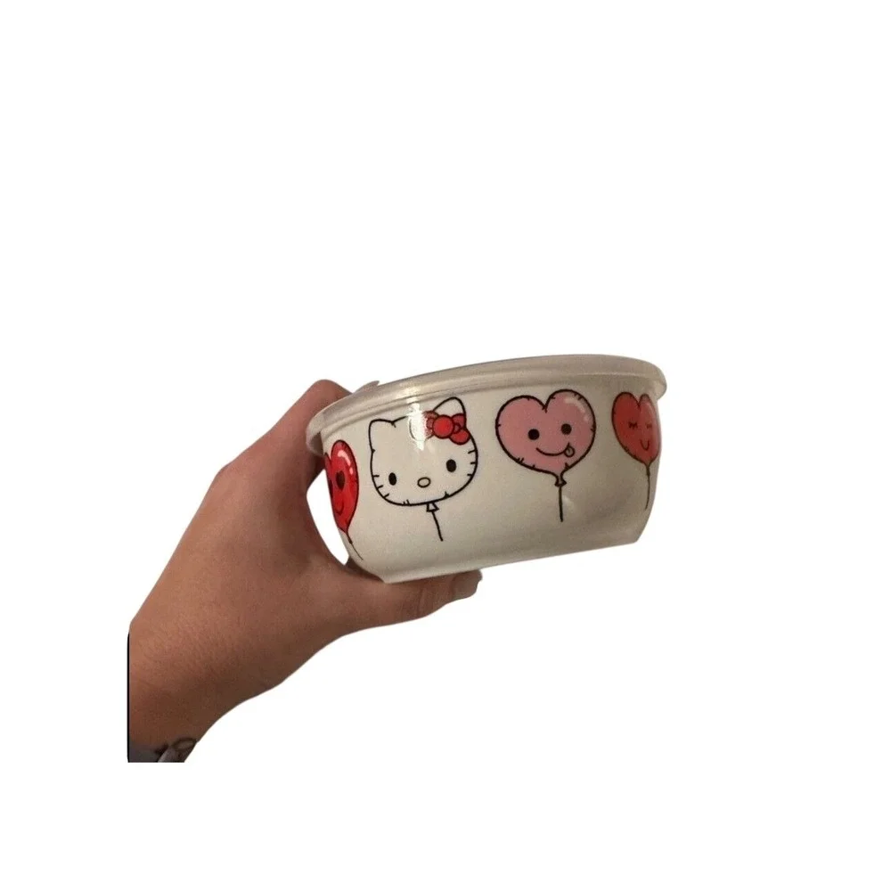 Hello‎ Kitty Heart Balloons Ceramic Covered Bowl Sanrio Brands White